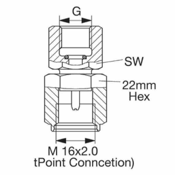 Hydac TEST DGA 1620 1/4 NPT 6003769 Direct Gauge Adapter, Size 1/4 NPT TEST DGA 1620 1/4 NPT